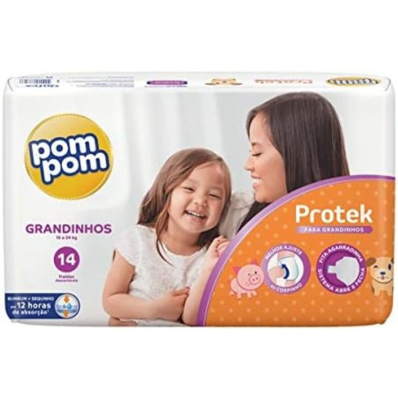 fralda-pom-pom-protek-baby-economica-grandinhos-com-14-unidades