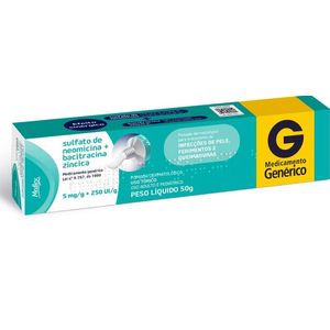 Sulfato de Neomicina 5mg/g + Bacitracina Zincica 250ui/g Generico Pomada Com 50g Medley