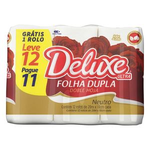 Papel Higiênico Folha Dupla Neutro Deluxe Ultra 20m Leve 12 Pague 11