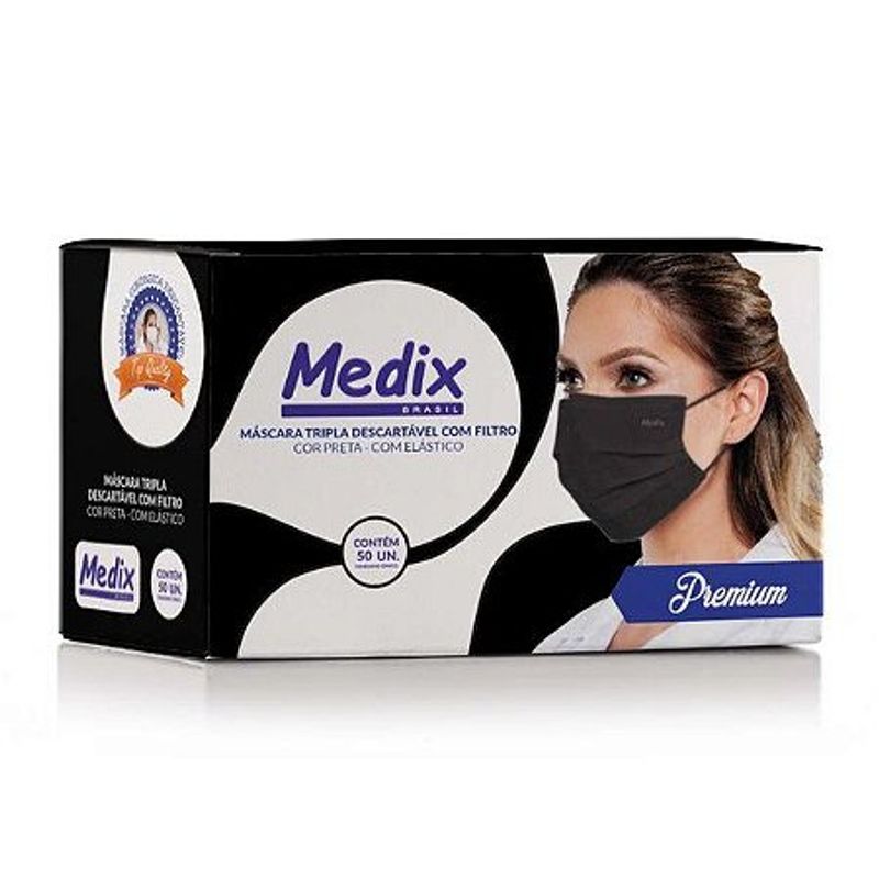 mascara-descartavel-preta-medix-com-50-unidades