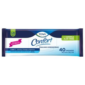 Toalhas Umedecidas Tena Confort Camomila e Aloe Vera Com 40 Unidades