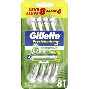 Aparelho de Barbear Gillette Prestobarba 3 Sensitive Com 8 Unidades