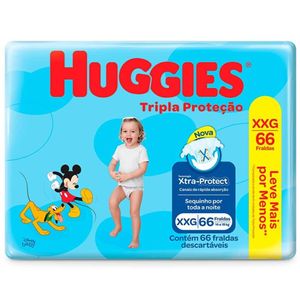 Fralda Huggies Tripla Proteção Hiper XXG Com 66 Unidades