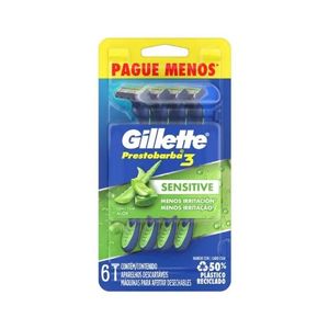 Aparelho De Barbear Gillette Prestobarba 3 Sensitive com 6 Unidades