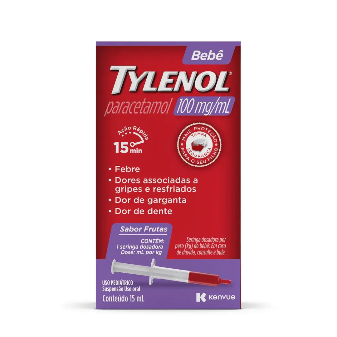 Tylenol Bebê Paracetamol100mg/ml Suspensão Oral Sabor Frutas 15ml ...