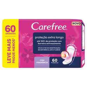 Protetor Diário Proteção Extra Longo Carefree com Perfume 60 Unidades