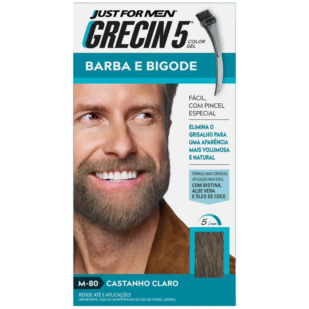 Gel Color Grecin 5 Barba E Bigode Castanho Claro 120ml